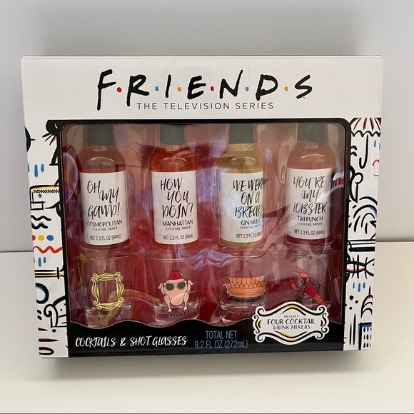 Warner Bros. Other - Friends The TV Series Cocktails & Shot Glasses Includes 4 Cocktail Drink Mixes